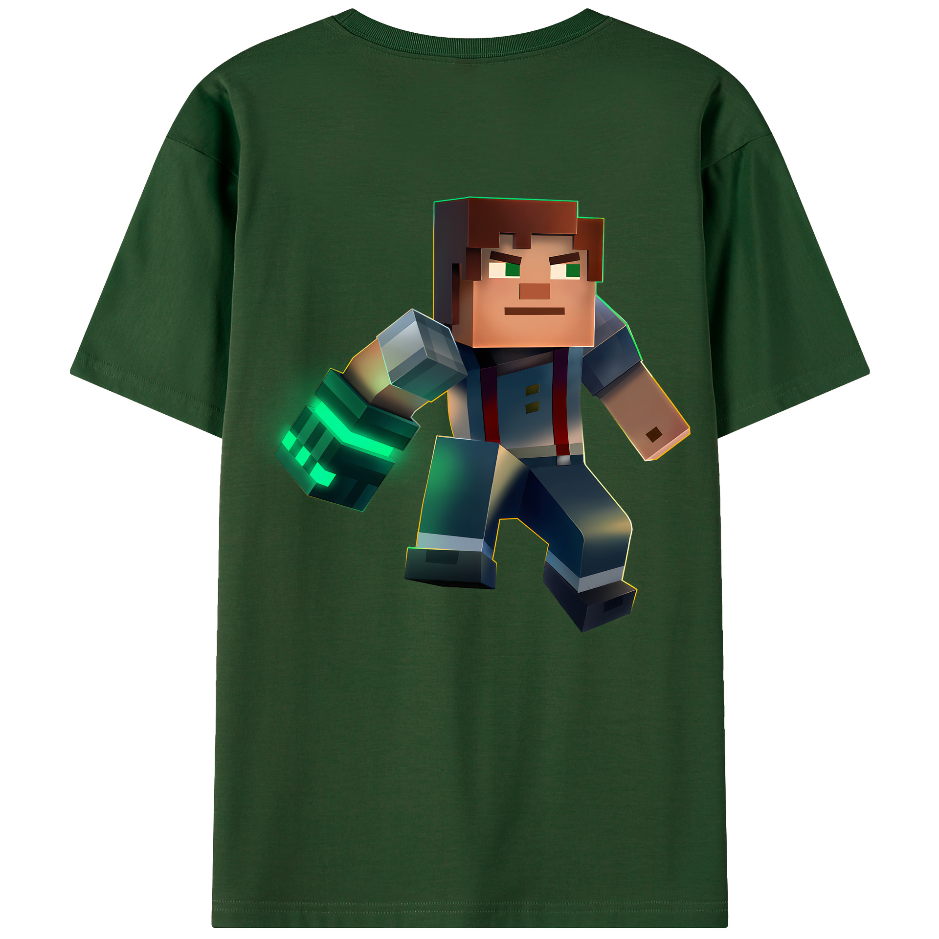 （画像用） マインクラフト ブロックの世界 Minecraft MC Block world 綿100％半袖Tシャツ（背面プリント）